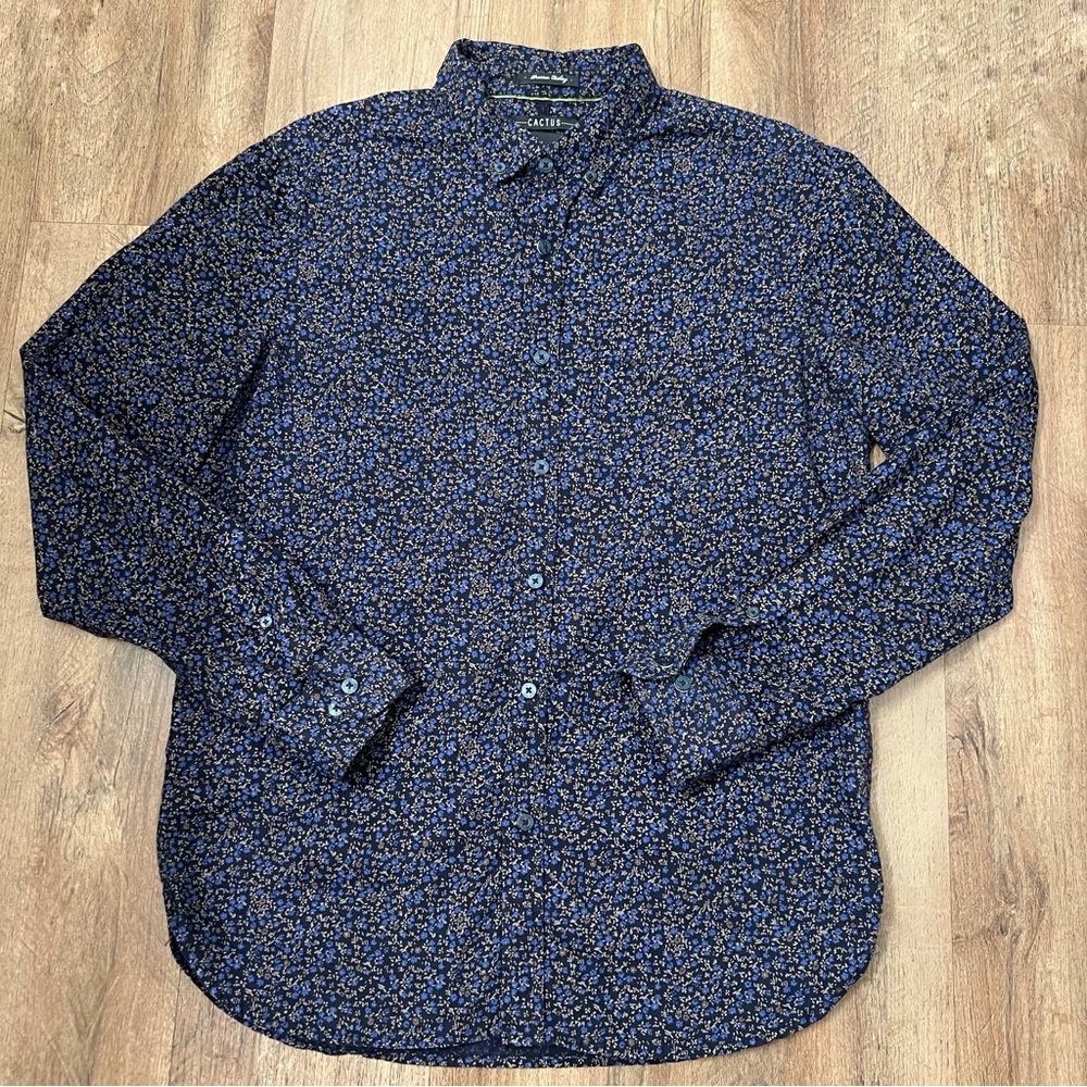 Cactus Men’s Floral Print Slim Fit Long‎ Sleeve Button Down Shirt